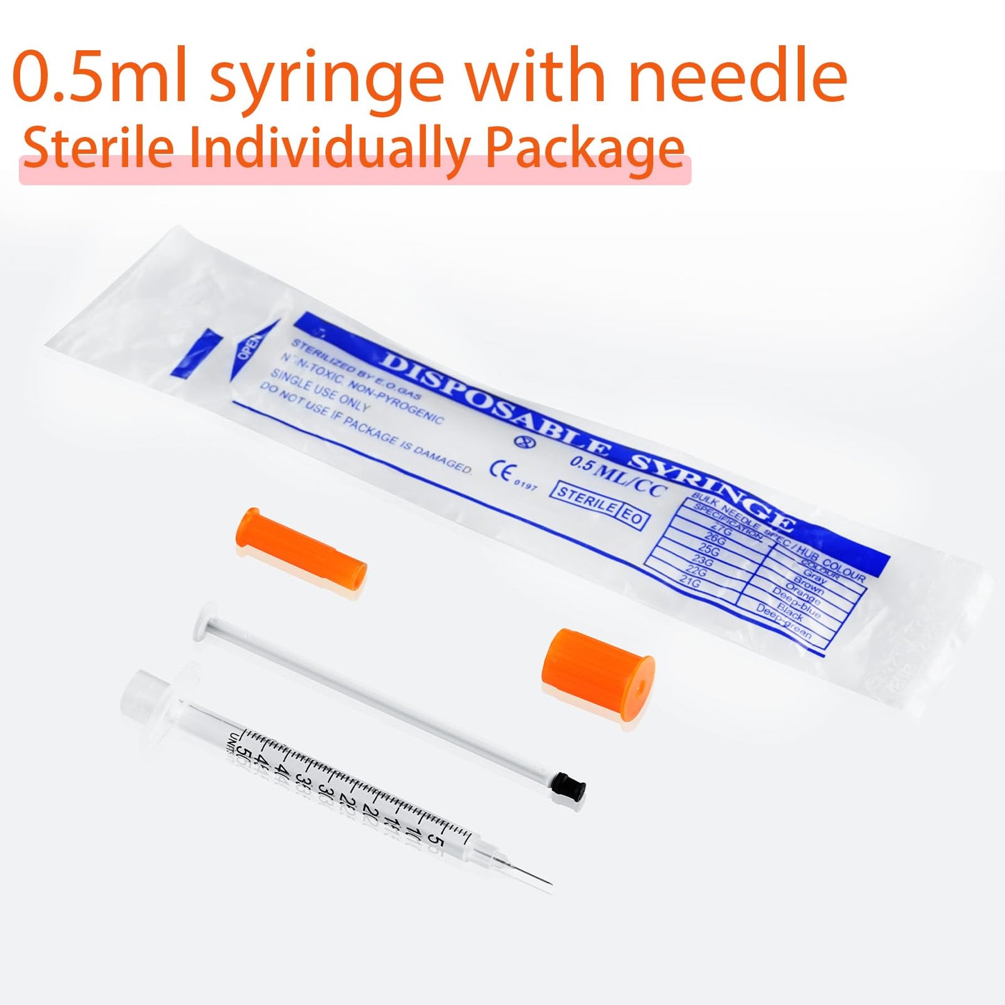 🔥Amazon No.1 Star Products✨SHAOTONG U-100 1cc/ml insulin Syringe with Needle, Syringes 30G 1cc 1/2 Inch,Hypodermic Needle,Individually Wrapped,100 Pack