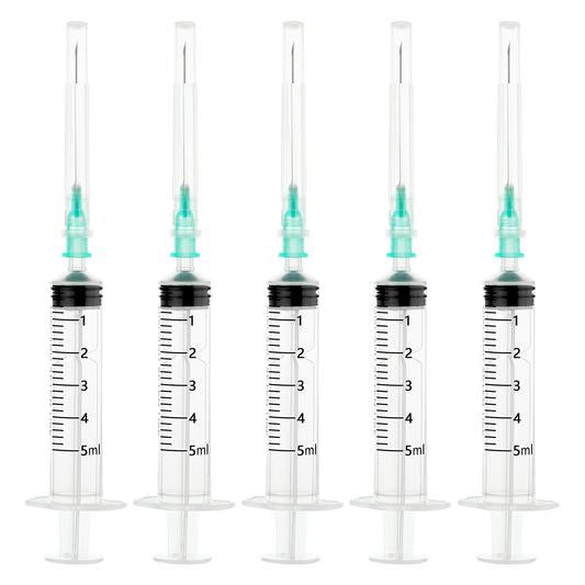 🔥Amazon No.1 Star Products✨SHAOTONG 5ml Syringe with 21G 1.5In Needle - Disposable Individual Packaging Hypodermic Needle