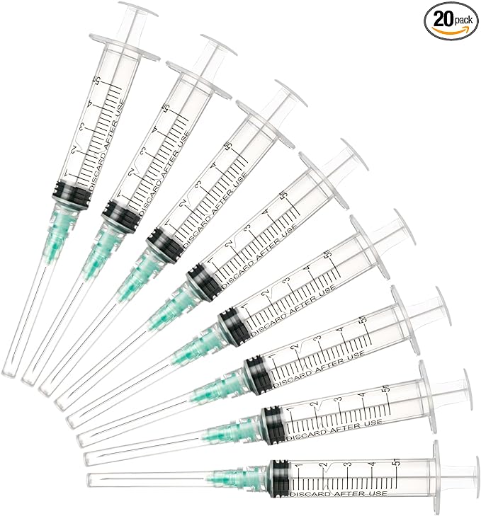 🔥Amazon No.1 Star Products✨SHAOTONG 5ml Syringe with 21 Gauge 1.5 inch 38mm Luer Lock Accessories, Disposable Individual Packaging Hypodermic Needle, 100 Pack