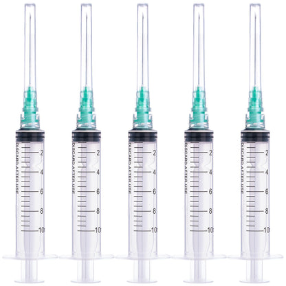 🔥Amazon No.1 Star Products✨SHAOTONG 10ml Syringe with 21 Gauge 1.5 inch 38mm Luer Lock Accessories, Sterile Disposable Hypodermic Needle, 100 Pack