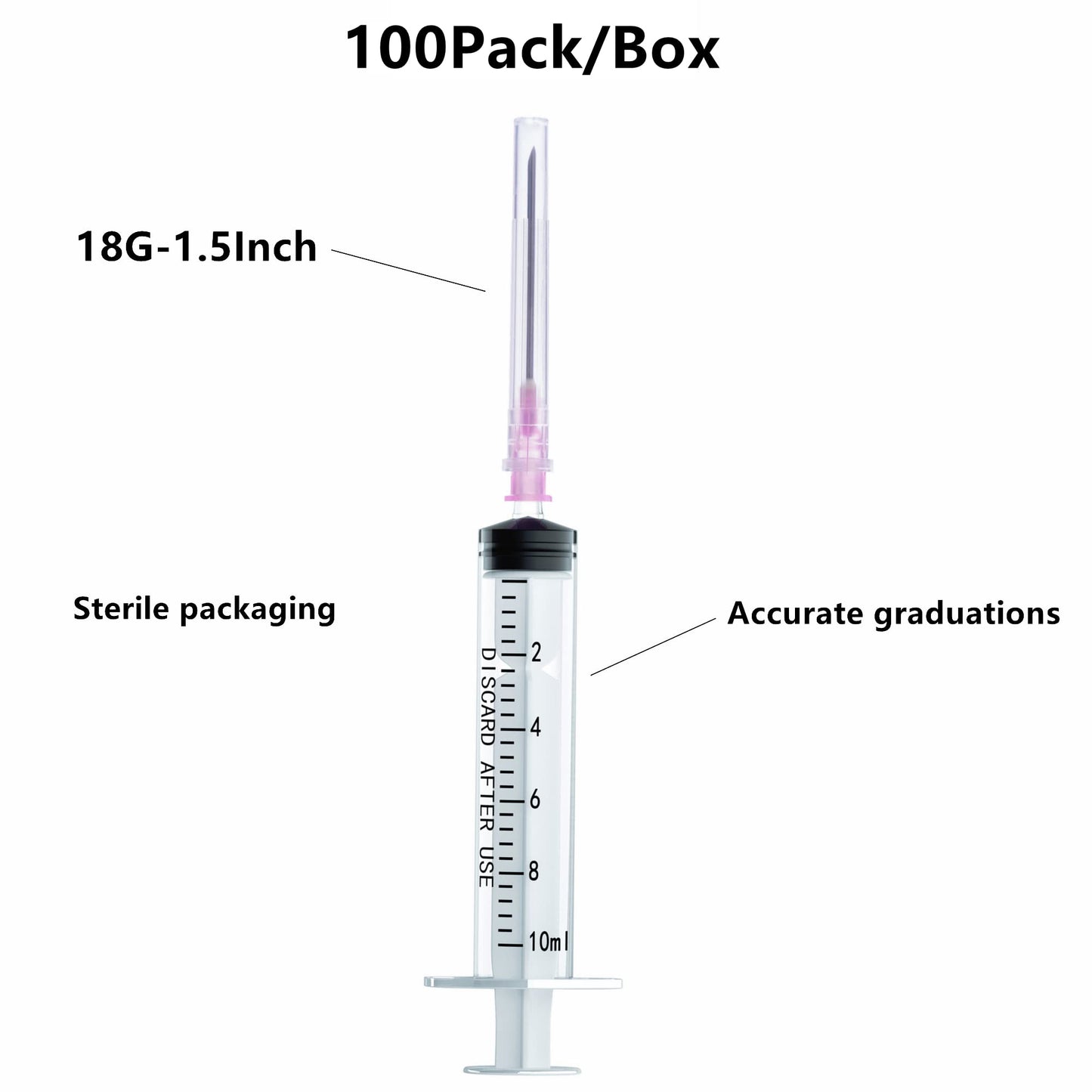 🔥Amazon No.1 Star Products✨SHAOTONG 10ml Syringe with 18G 1.5In Needle - Disposable Individual Packaging Hypodermic Needle