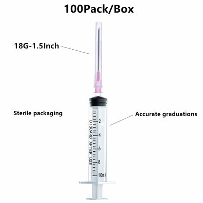 🔥Amazon No.1 Star Products✨SHAOTONG 10ml Syringe with 18G 1.5In Needle - Disposable Individual Packaging Hypodermic Needle