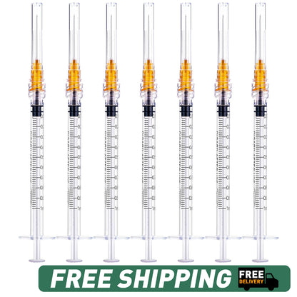 🔥Amazon No.1 Star Products✨SHAOTONG 1ml Syringe with 25 Gauge 1 inch 25mm Luer Lock Accessories, Sterile Disposable Hypodermic Needle, 100 Pack