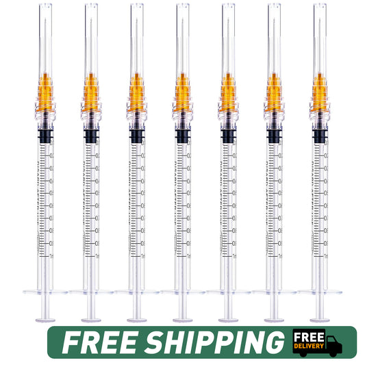 🔥Amazon No.1 Star Products✨SHAOTONG 1ml Syringe with 25 Gauge 1 inch 25mm Luer Lock Accessories, Sterile Disposable Hypodermic Needle, 100 Pack