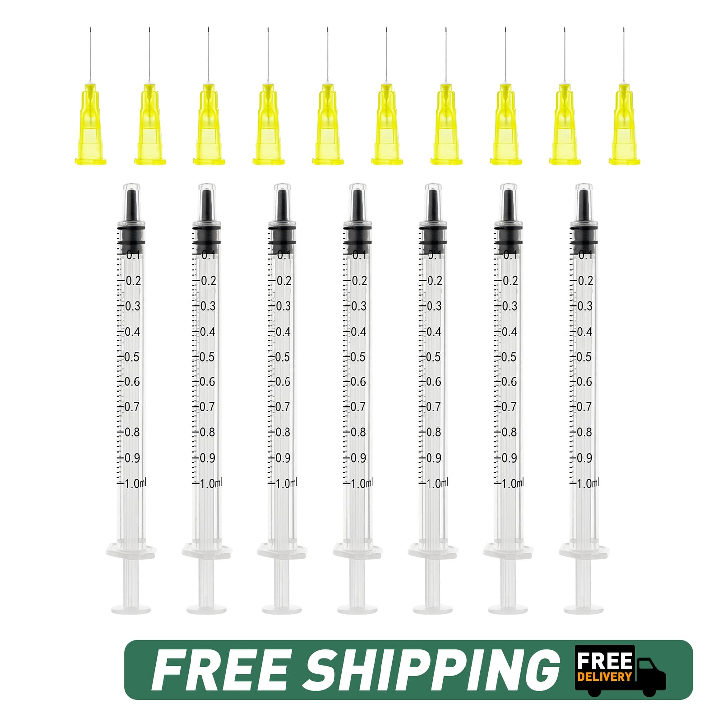 🔥Amazon No.1 Star Products✨SHAOTONG 1ml Syringe with 25 Gauge 1 inch 25mm Luer Lock Accessories, Sterile Disposable Hypodermic Needle, 100 Pack