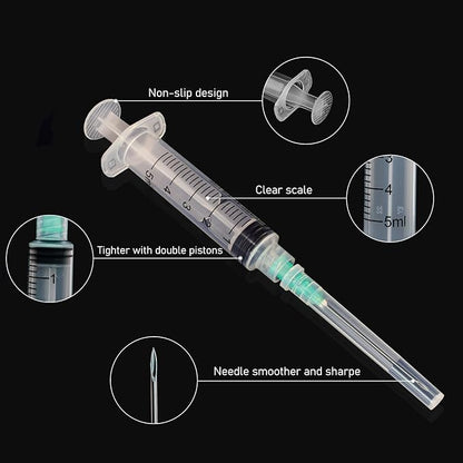 🔥Amazon No.1 Star Products✨SHAOTONG 5ml Syringe with 21 Gauge 1.5 inch 38mm Luer Lock Accessories, Disposable Individual Packaging Hypodermic Needle, 100 Pack