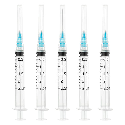 🔥Amazon No.1 Star Products✨SHAOTONG 2.5ml Syringe with 23 Gauge 1 inch 25mm Luer Lock Accessories, Disposable Individual Packaging Hypodermic Needle, 100 Pack