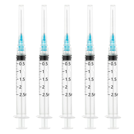 🔥Amazon No.1 Star Products✨SHAOTONG 2.5ml Syringe with 23 Gauge 1 inch 25mm Luer Lock Accessories, Disposable Individual Packaging Hypodermic Needle, 100 Pack