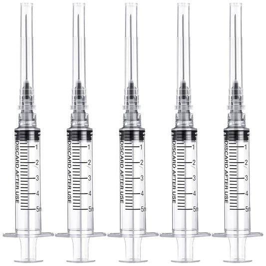 🔥Amazon No.1 Star Products✨SHAOTONG 5ml Syringe with 22 Gauge 1.2 inch  Luer Lock Accessories, Sterile Disposable Hypodermic Needle, 100 Pack