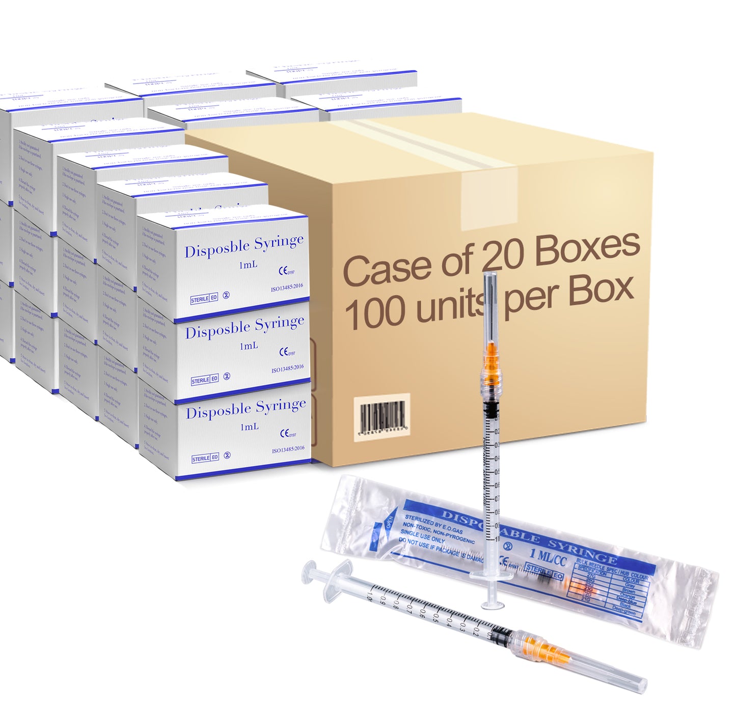 🔥Amazon No.1 Star Products✨SHAOTONG-Bulk Case -1mL Luer Lock Syringe - Sterile with Individually Sealed - 100-2000 Syringes (1~20 Boxes x 100pk)