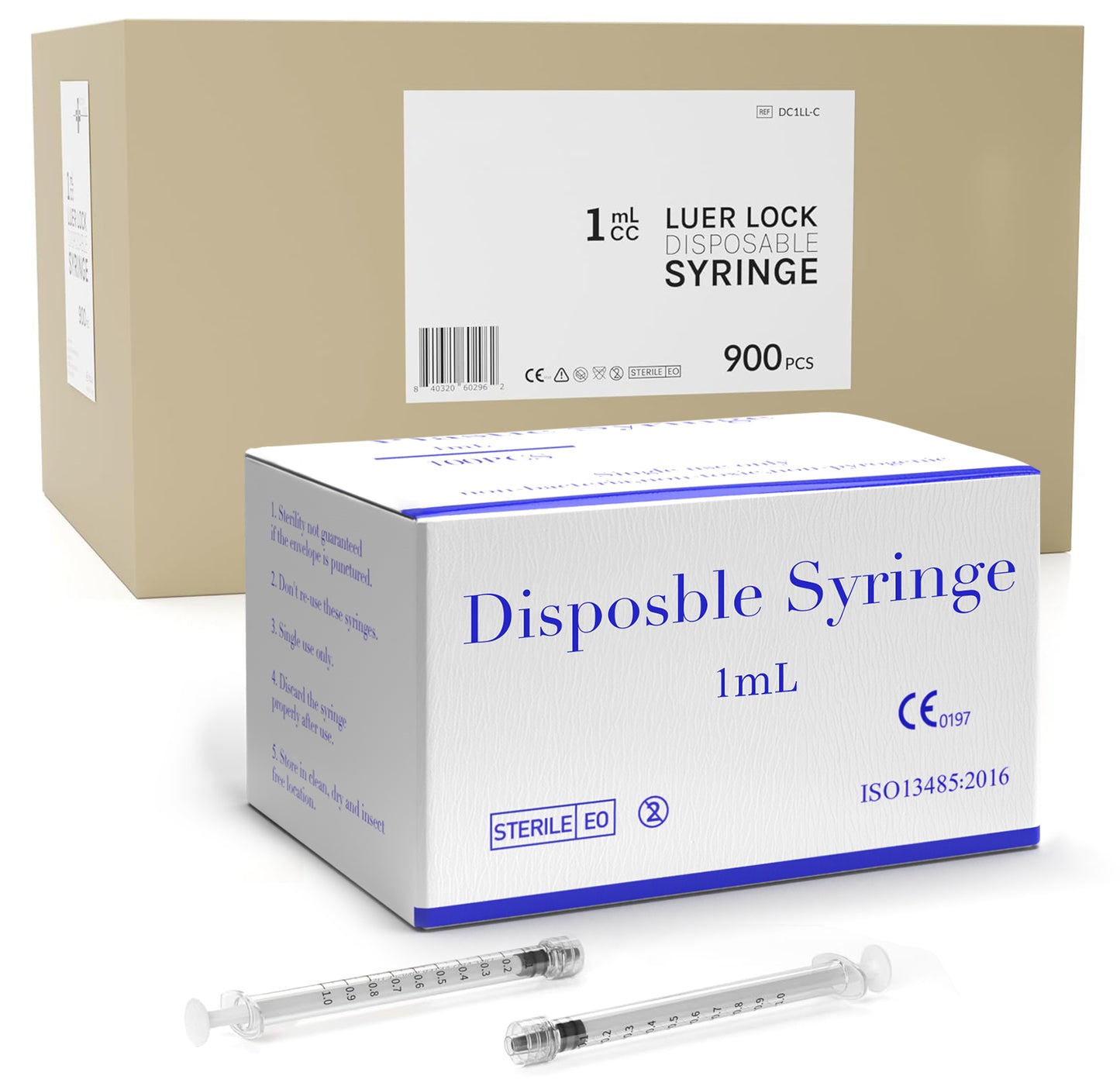 🔥Amazon No.1 Star Products✨SHAOTONG-Bulk Case -1mL Luer Lock Syringe - Sterile with Individually Sealed - 100-2000 Syringes (1~20 Boxes x 100pk)